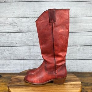 Frye Carson Pull-On Red Leather Boots 70833 Women’s Shoe Size 7.5 M